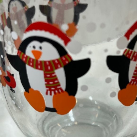 TWO Glass Mugs Gingerbread Men/Penguins Holiday Christmas Winter 15oz - Picture 9 of 10
